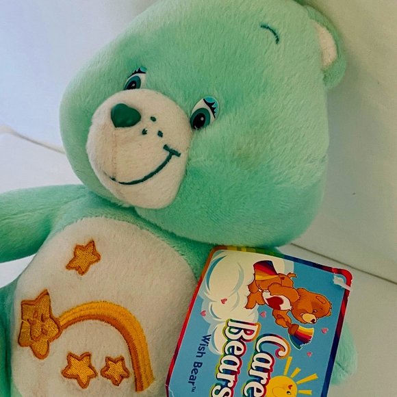 CARE BEARS (Wish Bear) 8" Plush. BLUE/Green. - Picture 1 of 6